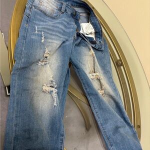 Distressed Blue Jeans